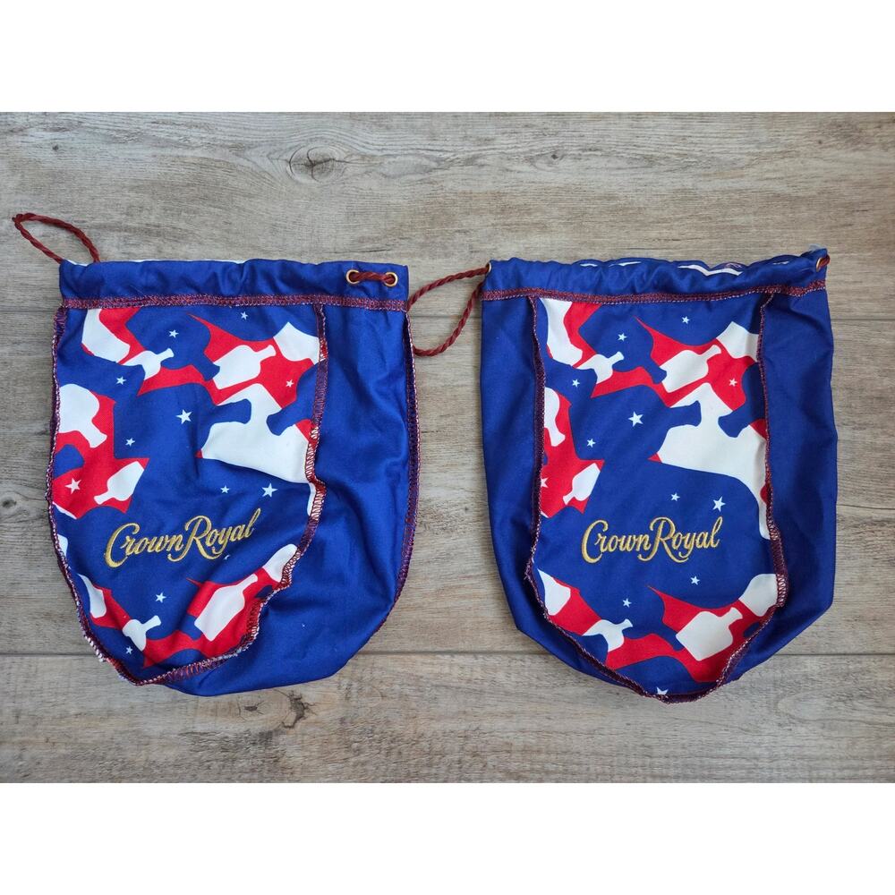 Lot of 2 Crown Royal Limited Edition Patriotic Camo Bags Red White Blue‎ 750ml